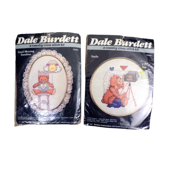 Dale Burdett Cross Stitch Kits (2) "Smile" & "Good Morning Sunshine" Vtg 1987 - Picture 1 of 4